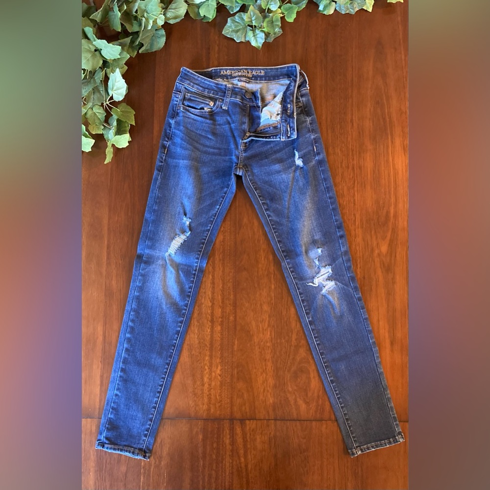 Men’s Ripped Extreme Flex Blue Skinny Jeans Size 28 x32